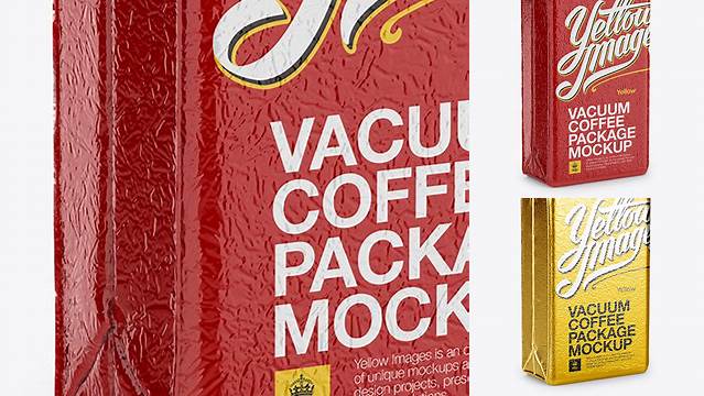 5967+ Glossy Coffee Vacuum Bag PSD Mockup Halfside View Free Downloadable PSD