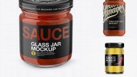 5968+ Glass Jar with Sauce PSD Mockup High Angle Shot Creative Free PSD Graphic Design