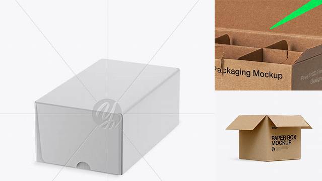 597+ Glossy Kraft Box PSD Mockup Half Side View Easy-to-Edit PSD