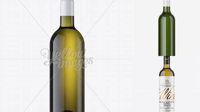 5970+ Antique Green Wine Bottle PSD Mockup Front View Elegant High-Resolution Design File