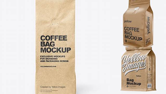 5970+ Kraft Coffee Bag With Clip PSD Mockup Half Side View Editable and Customizable PSD