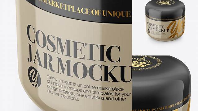 5971+ Glossy Cosmetic Jar PSD Mockup High-Angle Shot High-Quality Editable PSD