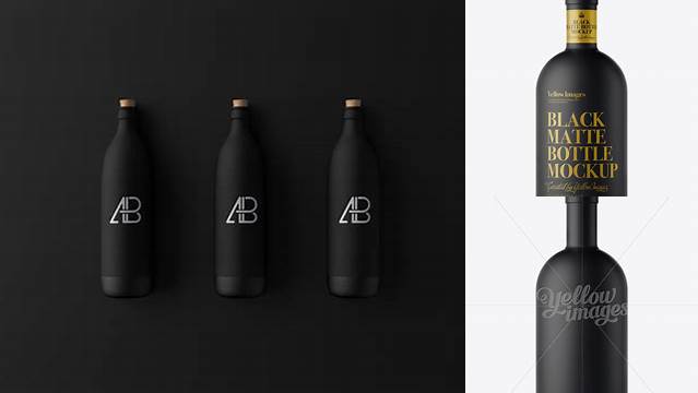 5972+ Black Matte Bottle PSD Mockup Front View Versatile Mockup for Designers