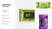 5972+ Metallic Wet Wipes Pack PSD Mockup Front View High Resolution