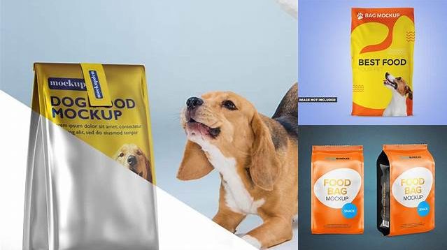 5974+ Dog Food Bag PSD Mockup High Angle Shot Fully Customizable Mockup PSD Free