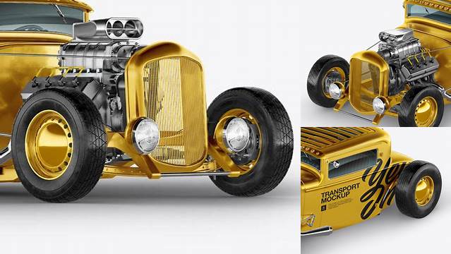 5974+ Metallic Hot Rod PSD Mockup Half Side View High-Angle Shot Creative Design PSD Free Download