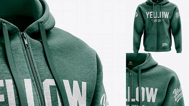 5978+ Men’s Heather Full-Zip Hoodie PSD Mockup Right Half Side View High-Quality Editable PSD