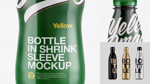 5979+ Glossy Plastic Bottle in Shrink Sleeve PSD Mockup Front View Versatile PSD Mockup File