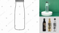 598+ Green Glass Bottle with Metal Cap PSD Mockup Editable Photoshop File