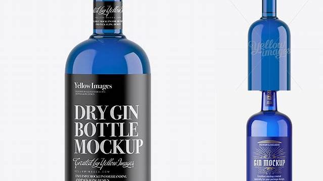 5983+ 700ml Blue Glass Dry Gin Bottle PSD Mockup Exclusive PSD Design Freebie