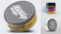 5983+ Round Tin Can PSD Mockup Eye Level Shot Advanced Editable PSD