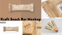 5985+ Kraft Snack Bar PSD Mockup Back Half Side View High-Angle Shot Elegant Photoshop Mockup