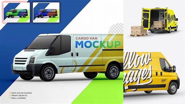 5986+ Panel Van PSD Mockup Halfside View Creative Design Mockup