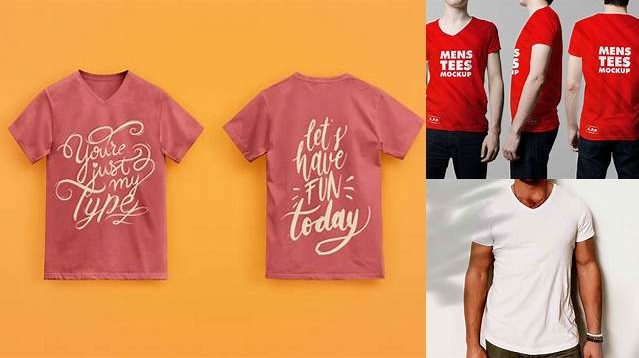 599+ Men's T-Shirt With V-Neck PSD Mockup Back Half Side View Fully Customizable Mockup PSD Free