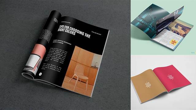 5991+ Opened Magazine PSD Mockup High Angle Shot Custom Mockup PSD for Free