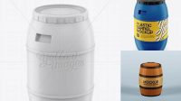 5994+ 100L Plastic Barrel PSD Mockup High-Angle Shot Versatile and Modern PSD Mockup