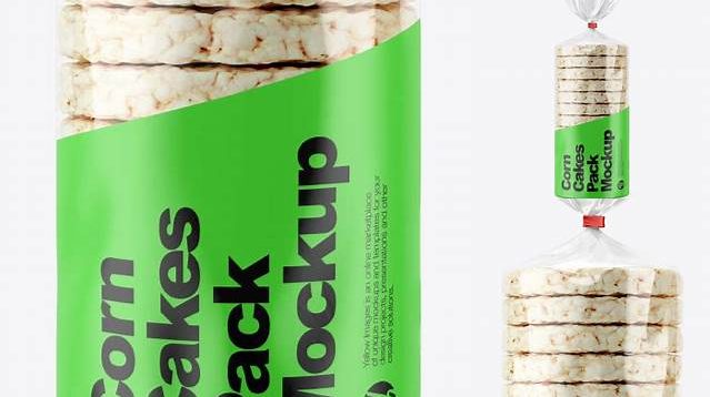 5998+ Corn Cakes Pack with Matte Label PSD Mockup Advanced Photoshop Design Free