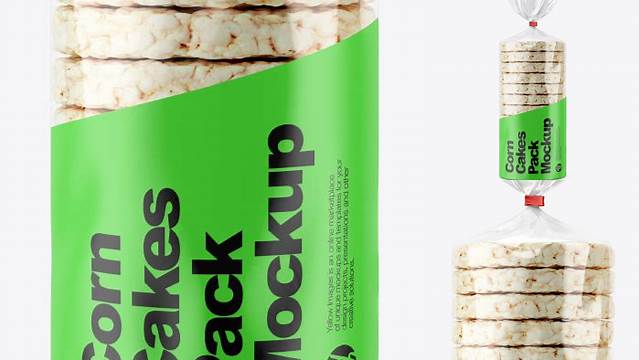 5998+ Corn Cakes Pack with Matte Label PSD Mockup Advanced Photoshop Design Free