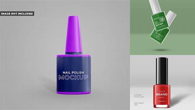 6000+ Sparkle Nail Polish Square Bottle PSD Mockup Customizable Photoshop Template