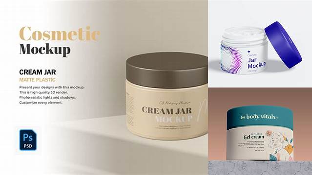 6002+ Glossy Cream Jar PSD Mockup Digital Resource Free Download