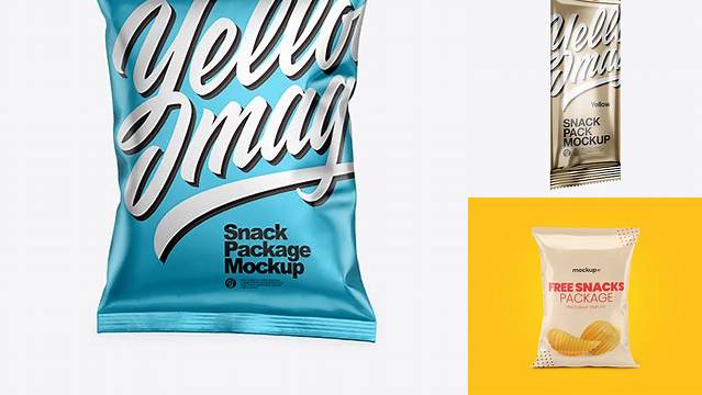 6002+ Metallic Snack Pack PSD Mockup Half Side View Advanced Photoshop Template