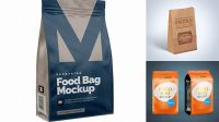 6004+ Kraft Snack Bag With Label PSD Mockup Half Side View High-Quality Digital Mockup Resource