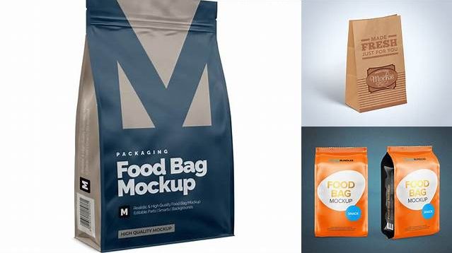 6004+ Kraft Snack Bag With Label PSD Mockup Half Side View High-Quality Digital Mockup Resource