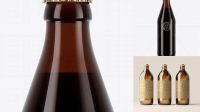 6006+ Amber Beer Bottle With Brown Ale PSD Mockup Easy-to-Use PSD Template