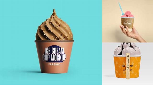 601+ Ice Cream Cup PSD Mockup Front View Custom Graphic Resource Free Download