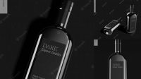 601+ Matte Black Liquor Bottle PSD Mockup Front View Free Photoshop Mockup Design