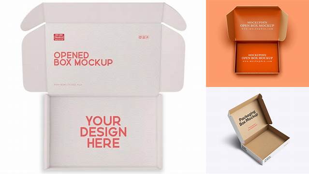 601+ Paper Opened Box PSD Mockup Half Side View Editable Graphic Design Files