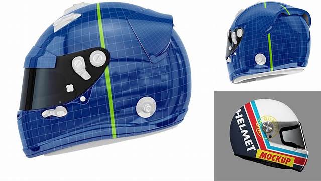 6010+ F1 Helmet PSD Mockup Half Side View Customizable Layered Design PSD