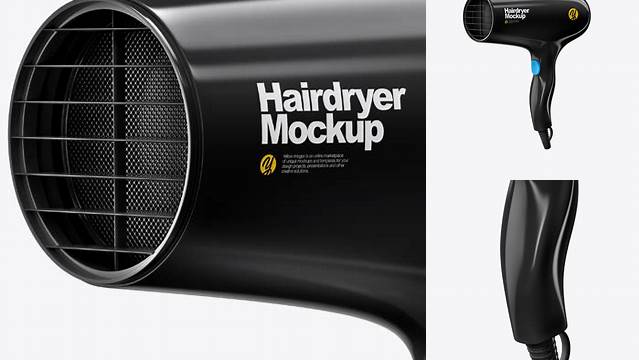 6010+ Glossy Hairdryer PSD Mockup Half Side View Custom Mockup PSD for Free