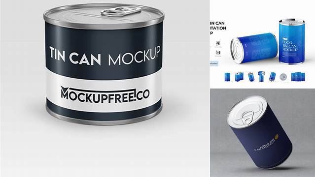 6011+ Tin Can PSD Mockup Eye-Level Shot Free PSD