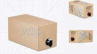 6014+ Kraft Paper Wine Box with a Tap PSD Mockup 25° Angle Front View Eye-Level Shot Creative PSD Resources