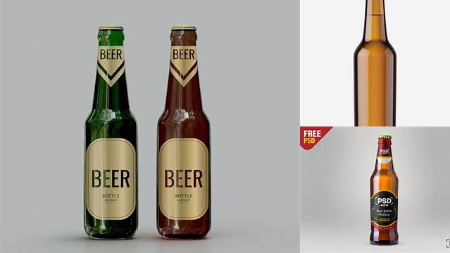 6015+ 500ml Amber Bottle with Light Beer PSD Mockup Editable Photoshop File