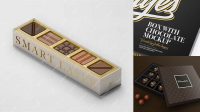 6016+ Matte Chocolate Box PSD Mockup Half Side View High-Angle Shot Exclusive Free PSD Mockups