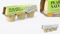 6016+ Pear Apple Sauce 6-4 Oz. Cups PSD Mockup Halfside View Modern Design PSD Resource Free Download