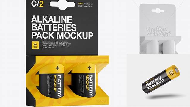 6017+ 2 Pack Matt Battery C PSD Mockup Halfside View Custom Mockup Graphic Design