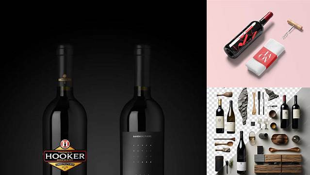 6018+ Red Wine Bottle with Corkscrew and Card PSD Mockup Unique High-Resolution Design Freebie