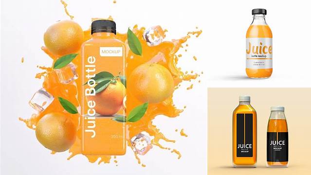 6019+ Orange Drink Bottle PSD Mockup Versatile and Modern PSD Mockup