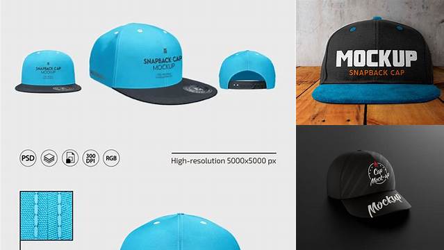 6019+ Snapback Cap PSD Mockup Right Half Side View Versatile and Modern PSD Mockup