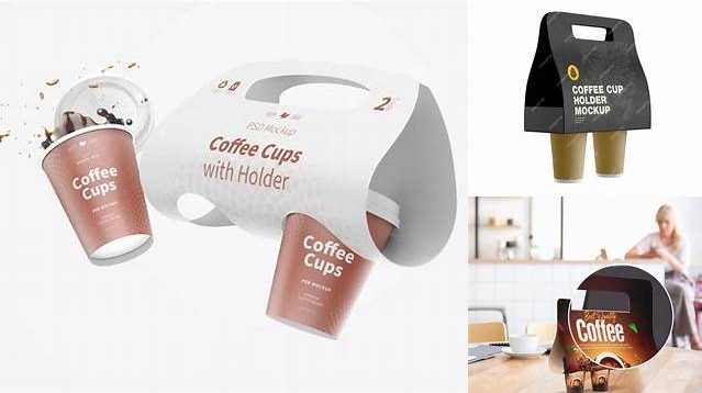 6020+ Coffee Cups Holder PSD Mockup Half Side View Free Mockup PSD Template