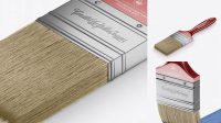 6026+ Brush With Metallic Grip & Paper Label PSD Mockup Half Side View High-Angle Shot Advanced and Editable PSD Template Free