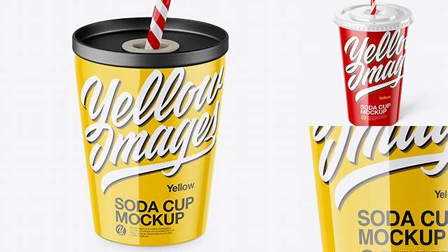 6027+ Glossy Soda Cup PSD Mockup High Angle Shot Versatile and Elegant PSD File