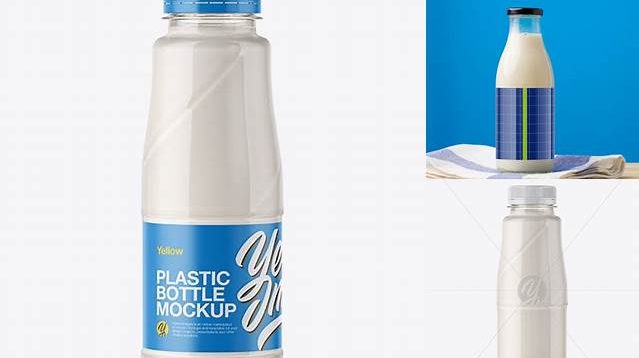 6028+ 360ml Plastic Bottle with Milk PSD Mockup Creative PSD Resources