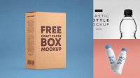 603+ Matte Plastic Bottle with Paper Box PSD Mockup PSD Free Download