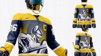 603+ Men’s Full Ice Hockey Kit PSD Mockup Hero Shot High-End Layered Mockup Free