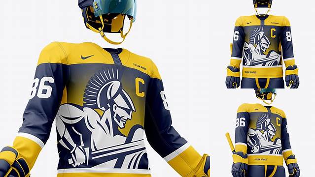 603+ Men’s Full Ice Hockey Kit PSD Mockup Hero Shot High-End Layered Mockup Free