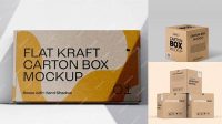 6030+ Kraft Square Carton Box PSD Mockup Front View High-Quality Editable PSD